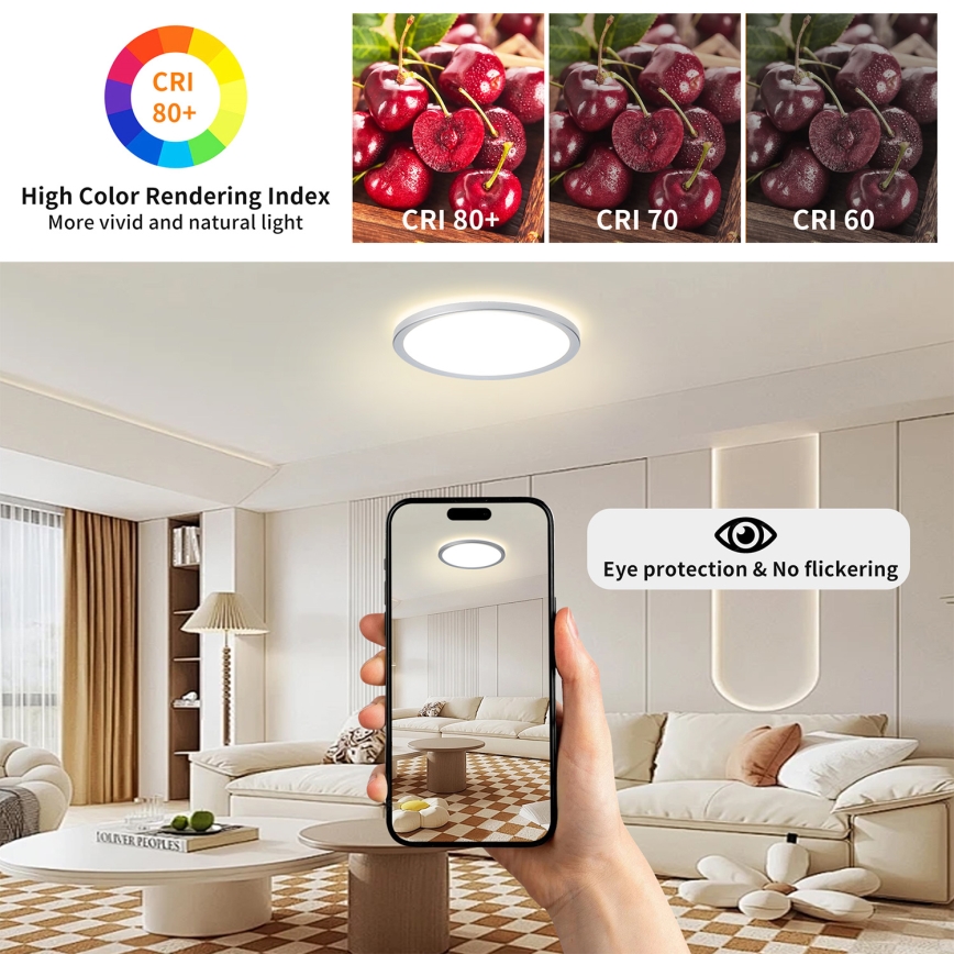 Brilagi - LED-kylpyhuoneen kattovalaisin ULTRA SLIM LED/18W/230V halkaisija 30 cm hopea IP54