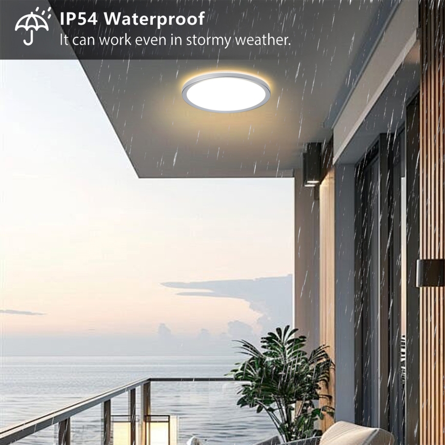 Brilagi - ULTRA SLIM LED-kylpyhuoneen kattovalaisin LED/24W/230V Ø 42 cm hopea IP54