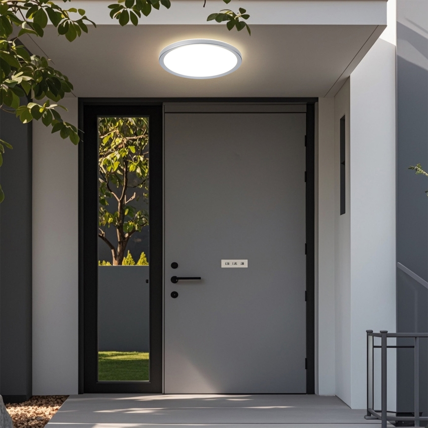 Brilagi - ULTRA SLIM LED-kylpyhuoneen kattovalaisin LED/24W/230V Ø 42 cm hopea IP54