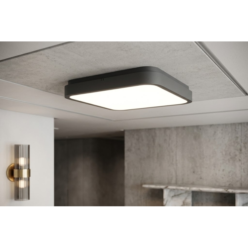 BRILAGI - ZENNA LED/24W/230V kylpyhuoneen kattovalaisin 34,5x34,5 cm IP44 antrasiitti