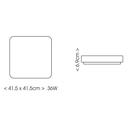 BRILAGI - LED-kylpyhuoneen kattovalaisin anturilla ZENNA LED/36W/230V 41,5x41,5 cm IP44 musta + kaukosäädin