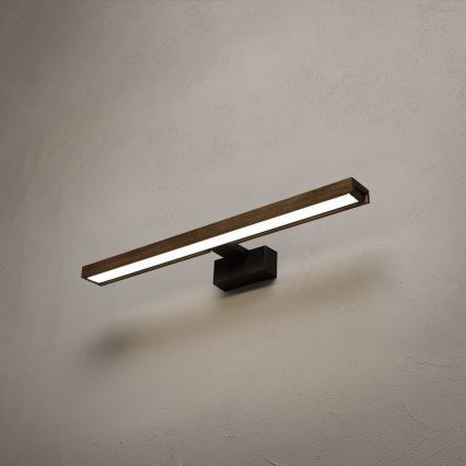 Brilagi - LED-kylpyhuonepeilivalaisin 3-in-1 WOODY MIRROR LED/12W/230V IP44 musta/tammi-pähkinä