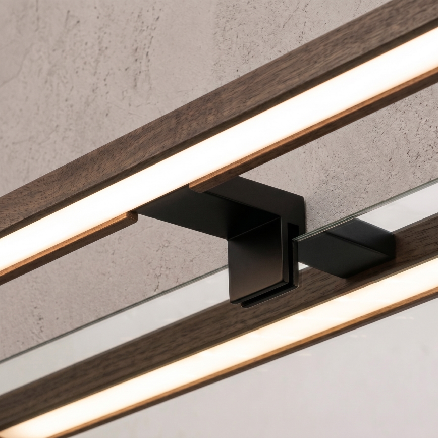 Brilagi - LED-kylpyhuonepeilivalaisin 3-in-1 WOODY MIRROR LED/12W/230V IP44 musta/tammi-pähkinä
