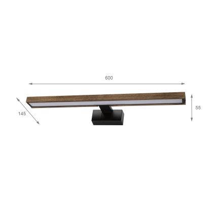 Brilagi - LED-kylpyhuonepeilivalaisin 3-in-1 WOODY MIRROR LED/12W/230V IP44 musta/tammi-pähkinä