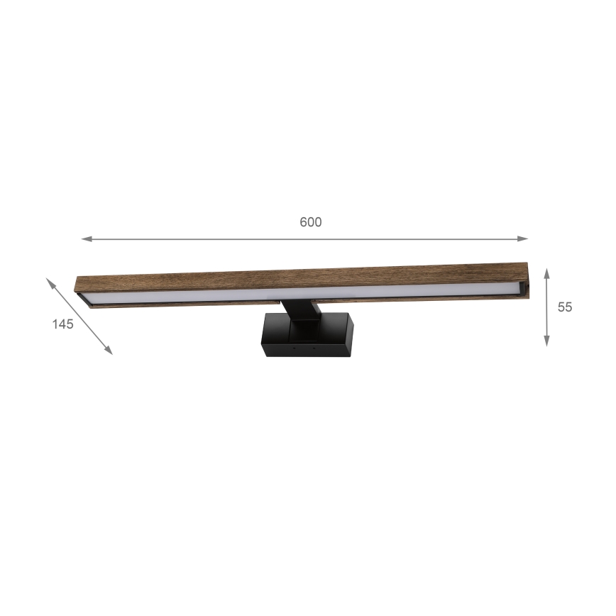 Brilagi - LED-kylpyhuonepeilivalaisin 3-in-1 WOODY MIRROR LED/12W/230V IP44 musta/tammi-pähkinä