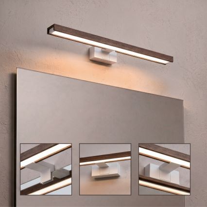 Brilagi - LED-kylpyhuoneen peilivalaisin 3v1 WOODY MIRROR 3v1 LED/12W/230V 60 cm IP44 valkoinen/tammi/saksanpähkinä