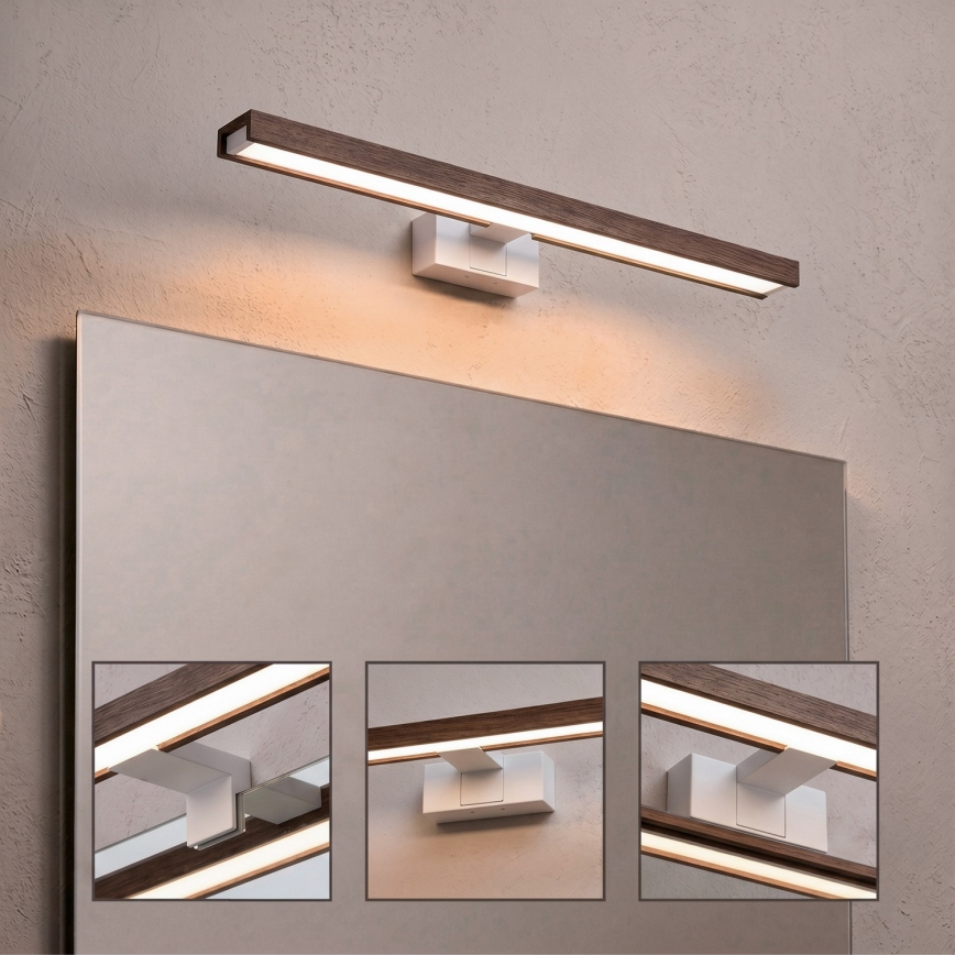 Brilagi - LED-kylpyhuoneen peilivalaisin 3v1 WOODY MIRROR 3v1 LED/12W/230V 60 cm IP44 valkoinen/tammi/saksanpähkinä