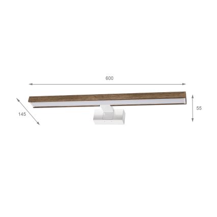 Brilagi - LED-kylpyhuoneen peilivalaisin 3v1 WOODY MIRROR 3v1 LED/12W/230V 60 cm IP44 valkoinen/tammi/saksanpähkinä