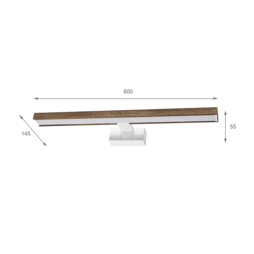 Brilagi - LED-kylpyhuoneen peilivalaisin 3v1 WOODY MIRROR 3v1 LED/12W/230V 60 cm IP44 valkoinen/tammi/saksanpähkinä