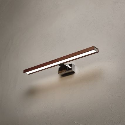 Brilagi - LED-kylpyhuonepeilivalaisin 3-in-1 WOODY MIRROR LED/12W/230V 60 cm IP44 kiiltävä kromi/kirsikka-tammi