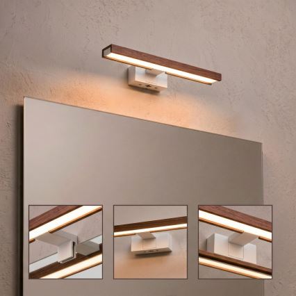 Brilagi - LED-kylpyhuoneen peilivalaisin 3-in-1 WOODY MIRROR LED/8W/230V 40 cm IP44 valkoinen/tammi kirsikka
