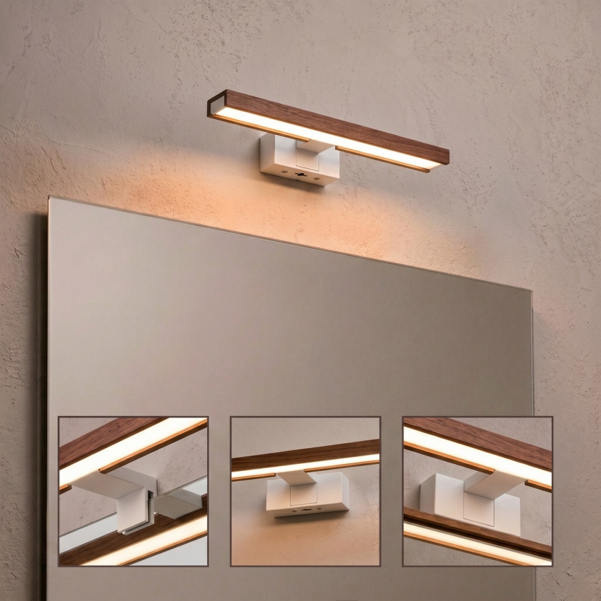 Brilagi - LED-kylpyhuoneen peilivalaisin 3-in-1 WOODY MIRROR LED/8W/230V 40 cm IP44 valkoinen/tammi kirsikka