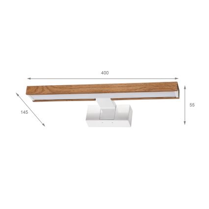 Brilagi - LED-kylpyhuoneen peilivalaisin 3-in-1 WOODY MIRROR LED/8W/230V 40 cm IP44 valkoinen/tammi kirsikka