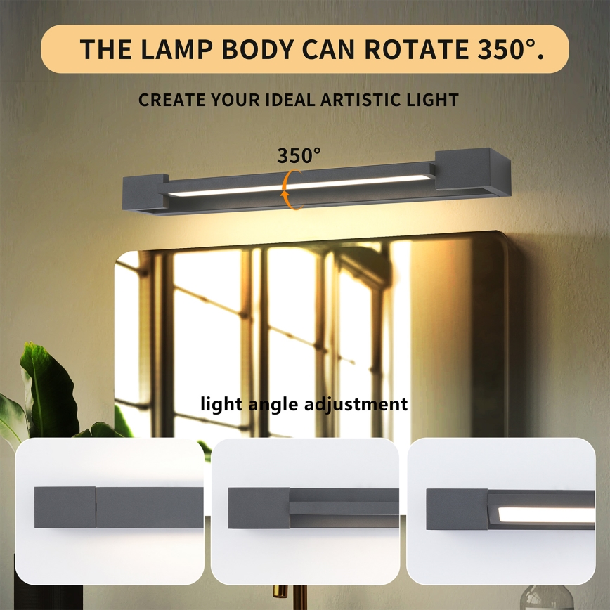 Brilagi - AQUA LINE LED - kylpyhuoneen peilivalaisin LED/12W/230V 45 cm IP44 antrasiitti CRI 90