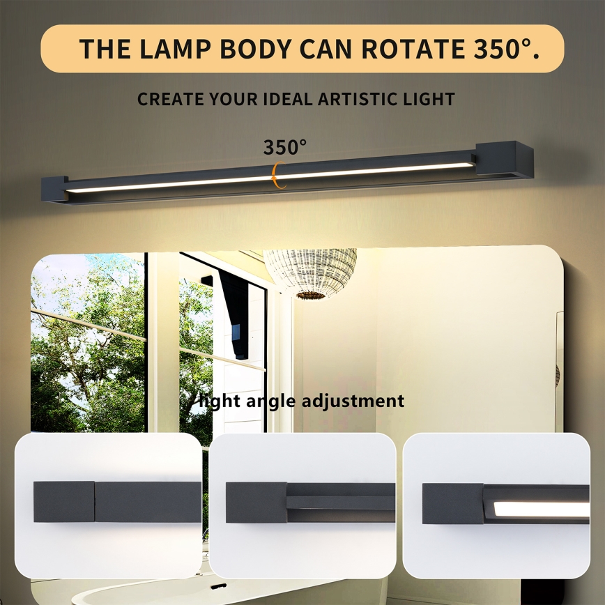 Brilagi - AQUA LINE LED peilivalaisin kylpyhuoneeseen LED/24W/230V 90 cm IP44 musta CRI 90