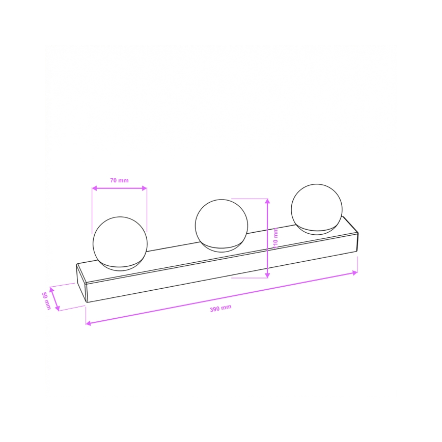 Brilagi - HOLLYWOOD LED-peilivalaisin 3xLED/3W/230V 39 cm IP44, musta
