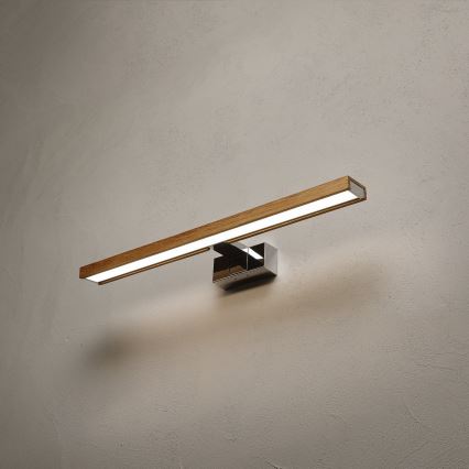 Brilagi - LED-kylpyhuonepeilivalaisin WOODY MIRROR 3v1 LED/12W/230V 60 cm IP44 kiiltävä kromi/tammi