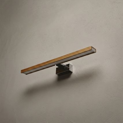 Brilagi - LED-kylpyhuonepeilivalaisin WOODY MIRROR 3v1 LED/12W/230V 60 cm IP44 kiiltävä kromi/tammi