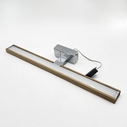 Brilagi - LED-kylpyhuonepeilivalaisin WOODY MIRROR 3v1 LED/12W/230V 60 cm IP44 kiiltävä kromi/tammi