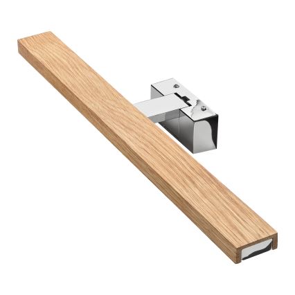 Brilagi - LED-kylpyhuonepeilivalaisin WOODY MIRROR 3v1 LED/12W/230V 60 cm IP44 kiiltävä kromi/tammi
