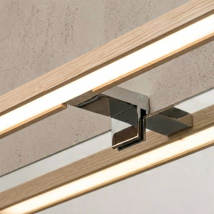 Brilagi - LED-kylpyhuonepeilivalaisin WOODY MIRROR 3v1 LED/12W/230V 60 cm IP44 kiiltävä kromi/tammi