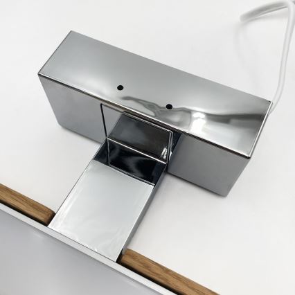 Brilagi - LED-kylpyhuonepeilivalaisin WOODY MIRROR 3v1 LED/12W/230V 60 cm IP44 kiiltävä kromi/tammi