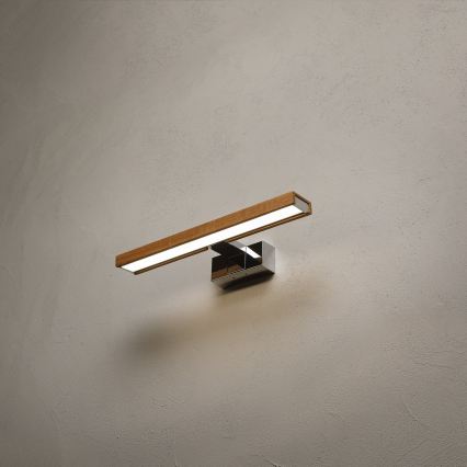 Brilagi - LED-kylpyhuoneen peilivalaisin WOODY MIRROR 3-in-1 LED/8W/230V 40 cm IP44 kiiltävä kromi/tammi