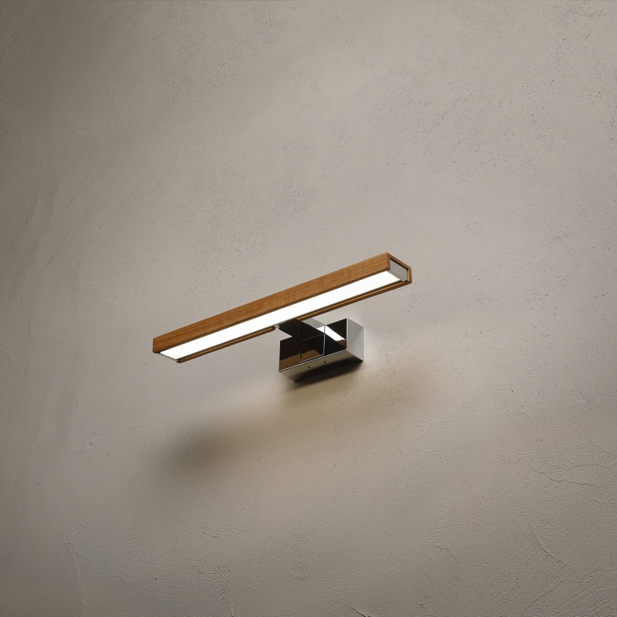 Brilagi - LED-kylpyhuoneen peilivalaisin WOODY MIRROR 3-in-1 LED/8W/230V 40 cm IP44 kiiltävä kromi/tammi