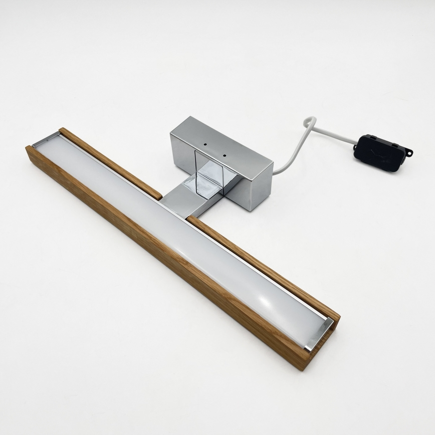 Brilagi - LED-kylpyhuoneen peilivalaisin WOODY MIRROR 3-in-1 LED/8W/230V 40 cm IP44 kiiltävä kromi/tammi