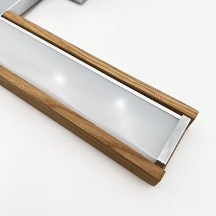 Brilagi - LED-kylpyhuoneen peilivalaisin WOODY MIRROR 3-in-1 LED/8W/230V 40 cm IP44 kiiltävä kromi/tammi