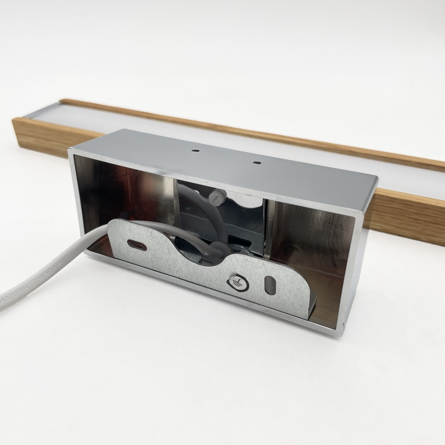 Brilagi - LED-kylpyhuoneen peilivalaisin WOODY MIRROR 3-in-1 LED/8W/230V 40 cm IP44 kiiltävä kromi/tammi