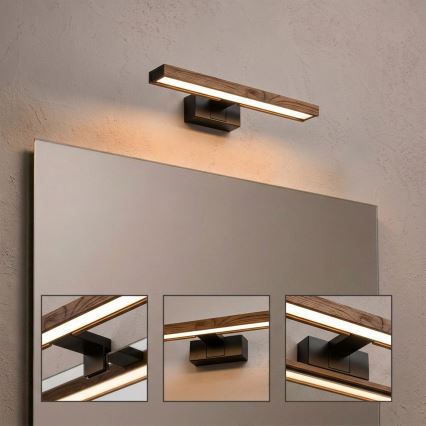 Brilagi - LED-peilivalaisin kylpyhuoneeseen WOODY MIRROR 3v1 LED/8W/230V 40 cm IP44 musta/tammi