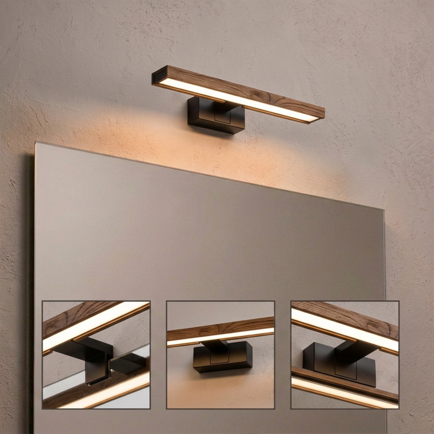Brilagi - LED-peilivalaisin kylpyhuoneeseen WOODY MIRROR 3v1 LED/8W/230V 40 cm IP44 musta/tammi