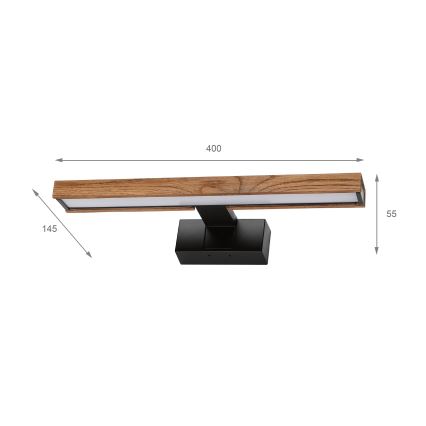 Brilagi - LED-peilivalaisin kylpyhuoneeseen WOODY MIRROR 3v1 LED/8W/230V 40 cm IP44 musta/tammi