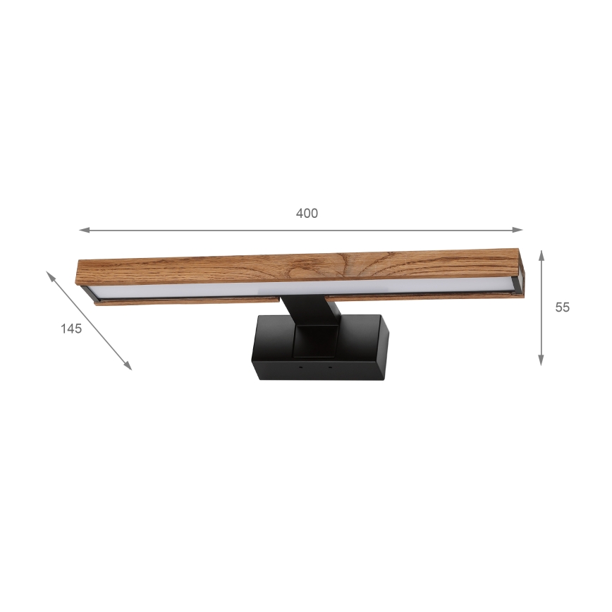 Brilagi - LED-peilivalaisin kylpyhuoneeseen WOODY MIRROR 3v1 LED/8W/230V 40 cm IP44 musta/tammi