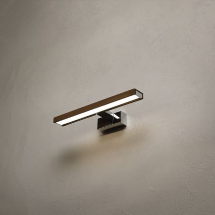 Brilagi - WOODY MIRROR 3v1 LED-kylpyhuonepeilivalaisin LED/8W/230V 40 cm IP44 kiiltävä kromi/tammi-pähkinä