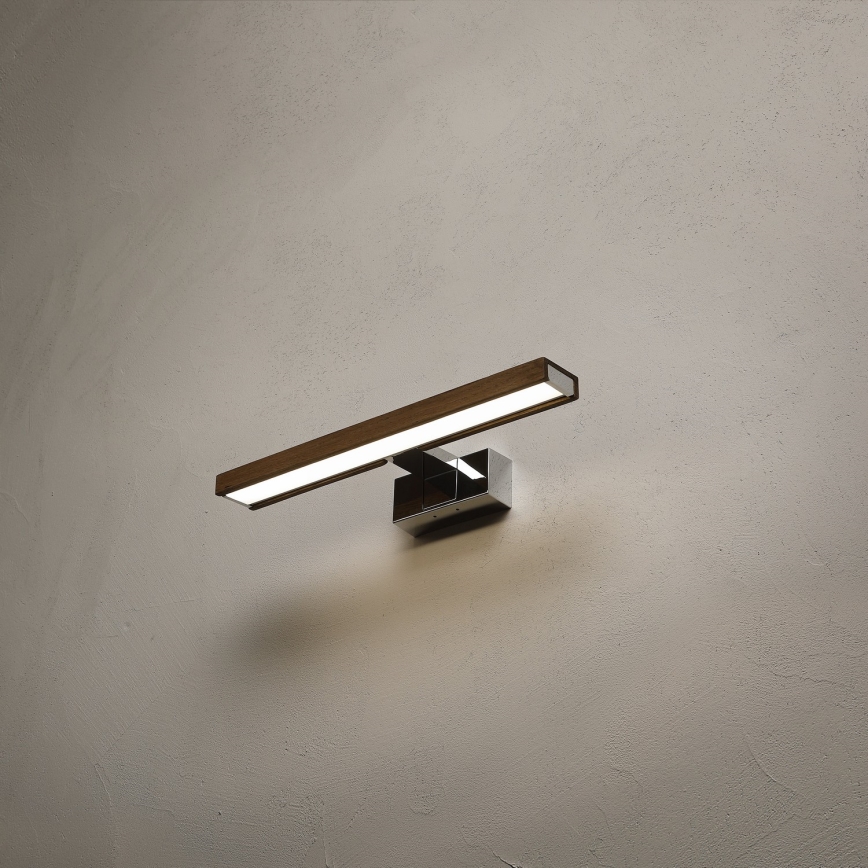 Brilagi - WOODY MIRROR 3v1 LED-kylpyhuonepeilivalaisin LED/8W/230V 40 cm IP44 kiiltävä kromi/tammi-pähkinä
