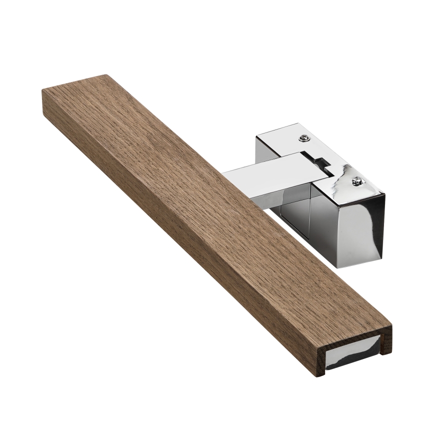 Brilagi - WOODY MIRROR 3v1 LED-kylpyhuonepeilivalaisin LED/8W/230V 40 cm IP44 kiiltävä kromi/tammi-pähkinä