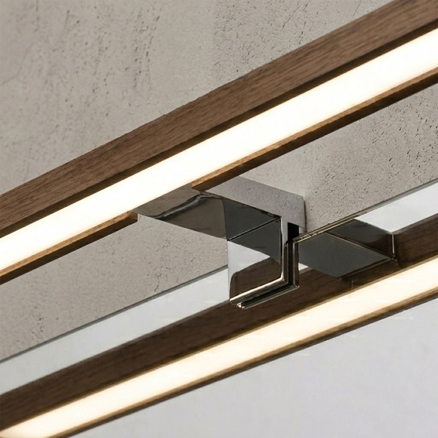 Brilagi - WOODY MIRROR 3v1 LED-kylpyhuonepeilivalaisin LED/8W/230V 40 cm IP44 kiiltävä kromi/tammi-pähkinä