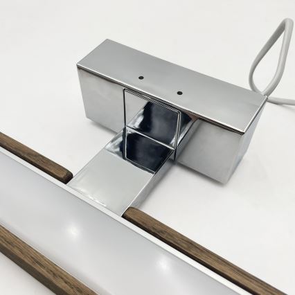 Brilagi - WOODY MIRROR 3v1 LED-kylpyhuonepeilivalaisin LED/8W/230V 40 cm IP44 kiiltävä kromi/tammi-pähkinä