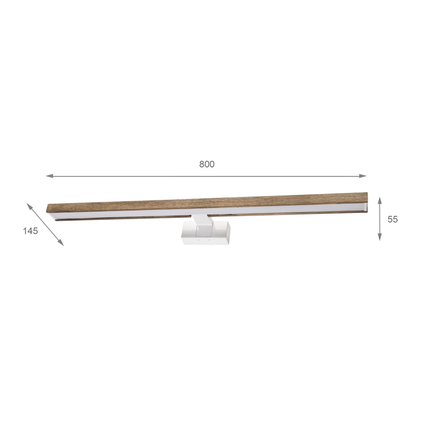 Brilagi - LED-kylpyhuonepeilivalaisin WOODY MIRROR 3-in-1 LED/15W/230V 80 cm IP44 valkoinen/tammi/saksanpähkinä