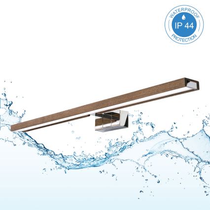 BRILAGI - LED-kylpyhuoneen peilivalaisin WOODY MIRROR 3v1 LED/15W/230V 80 cm IP44 kiiltävä kromi/tammi-saksanpähkinä