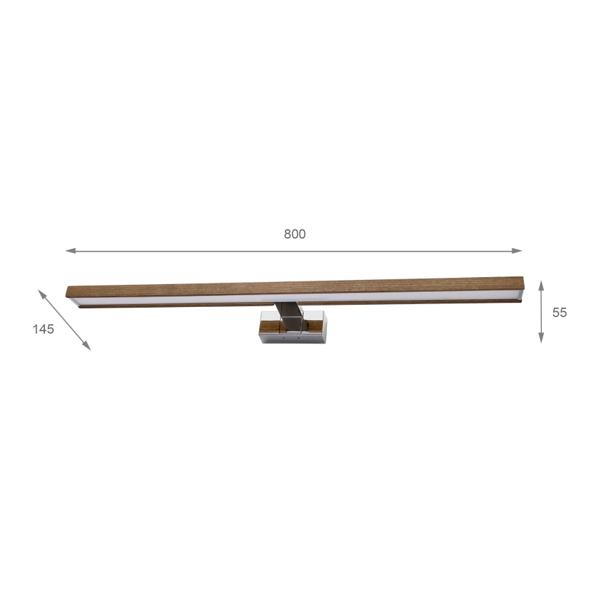 BRILAGI - LED-kylpyhuoneen peilivalaisin WOODY MIRROR 3v1 LED/15W/230V 80 cm IP44 kiiltävä kromi/tammi-saksanpähkinä