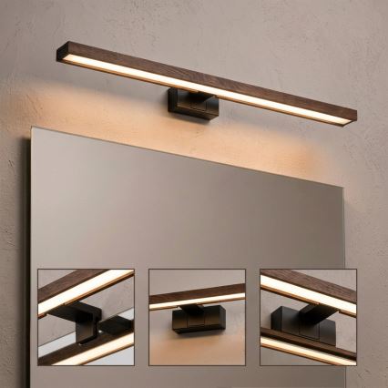 Brilagi - LED Kylpyhuoneen peilivalaisin WOODY MIRROR 3-in-1 LED/15W/230V 80 cm IP44 musta/tammi-saksanpähkinä
