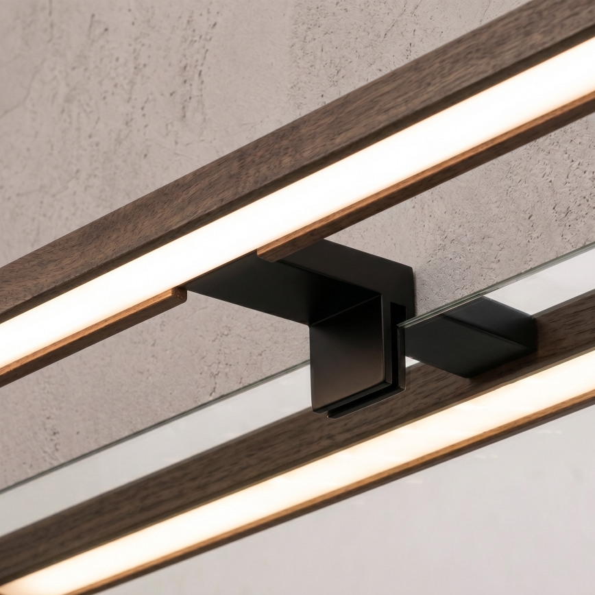 Brilagi - LED Kylpyhuoneen peilivalaisin WOODY MIRROR 3-in-1 LED/15W/230V 80 cm IP44 musta/tammi-saksanpähkinä