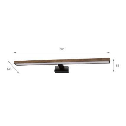 Brilagi - LED Kylpyhuoneen peilivalaisin WOODY MIRROR 3-in-1 LED/15W/230V 80 cm IP44 musta/tammi-saksanpähkinä