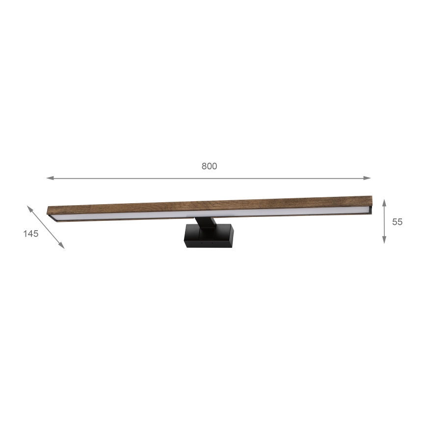 Brilagi - LED Kylpyhuoneen peilivalaisin WOODY MIRROR 3-in-1 LED/15W/230V 80 cm IP44 musta/tammi-saksanpähkinä