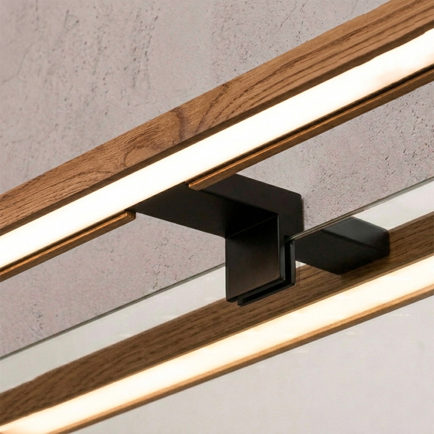 Brilagi - LED-kylpyhuoneen peilivalaisin WOODY MIRROR 3-in-1 LED/15W/230V 80 cm IP44 musta/tammi-kirsikka