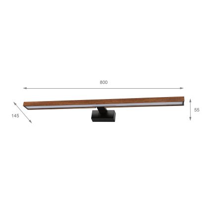 Brilagi - LED-kylpyhuoneen peilivalaisin WOODY MIRROR 3-in-1 LED/15W/230V 80 cm IP44 musta/tammi-kirsikka