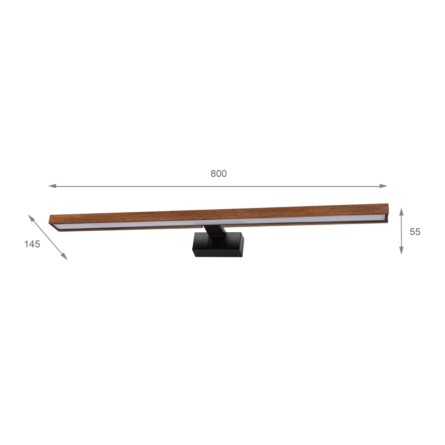 Brilagi - LED-kylpyhuoneen peilivalaisin WOODY MIRROR 3-in-1 LED/15W/230V 80 cm IP44 musta/tammi-kirsikka